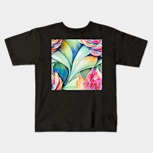 Watercolor succulent pattern Kids T-Shirt